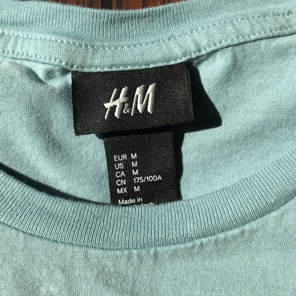 HM seafoam blue gray color block pocket t - Picture 2 of 5